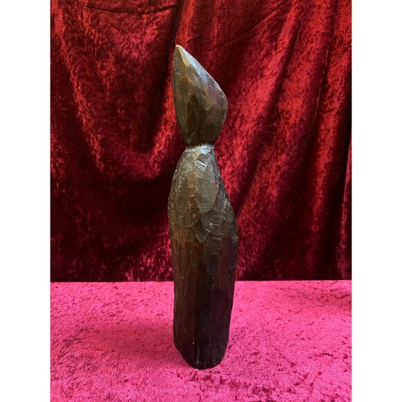 Vintage Oddities - Antique Hand Carved Wood Statue - Cloaked Druid With Shovel - Picture 6 of 10